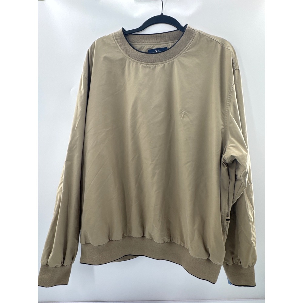 Daniel Cremieux Mens XL Golf Windbreaker Pullover Tan Khaki Mesh Lined L/S